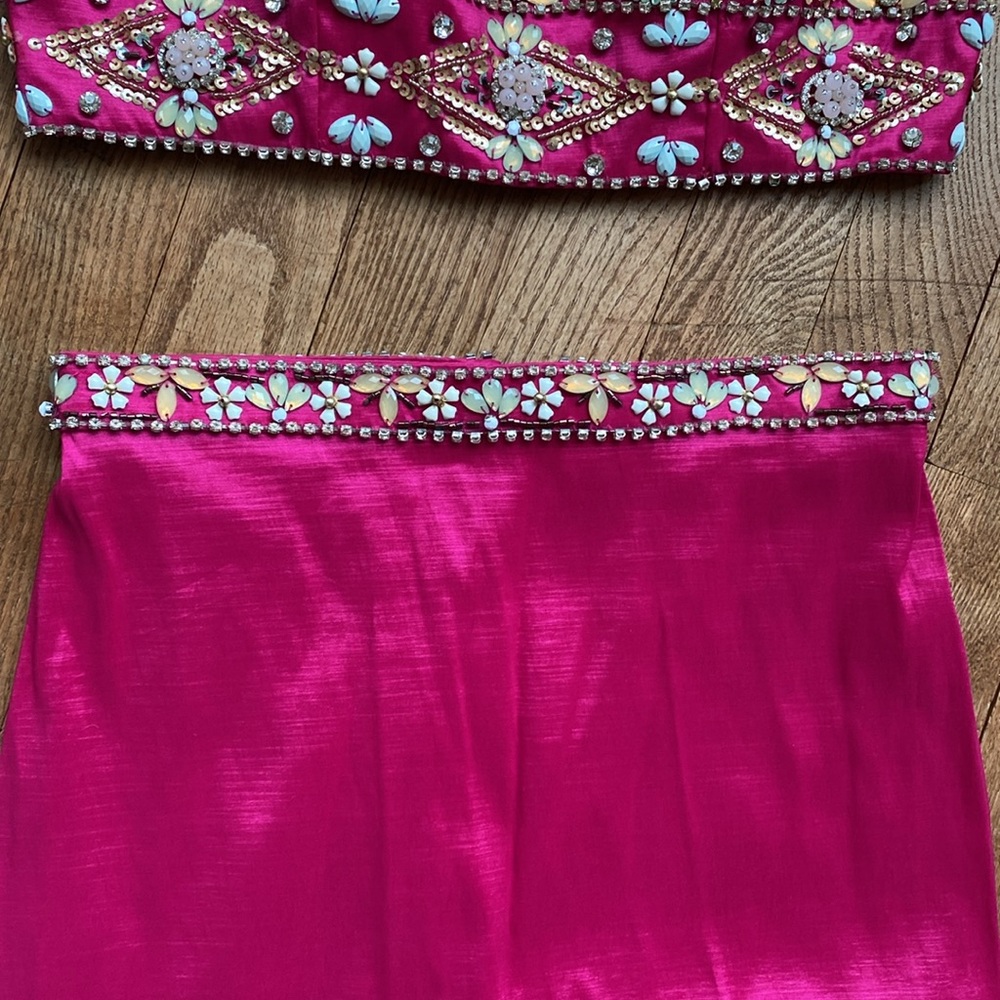 2 Piece Mac Duggal Pink embellished skirt set Festive / event / pageant / Barbie - Picture 8 of 17